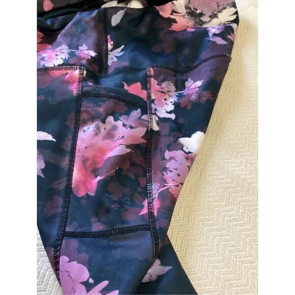 LegEnd High - Waisted Printed Leggings Black / Pink  Full Length M - Picture 5 of 5